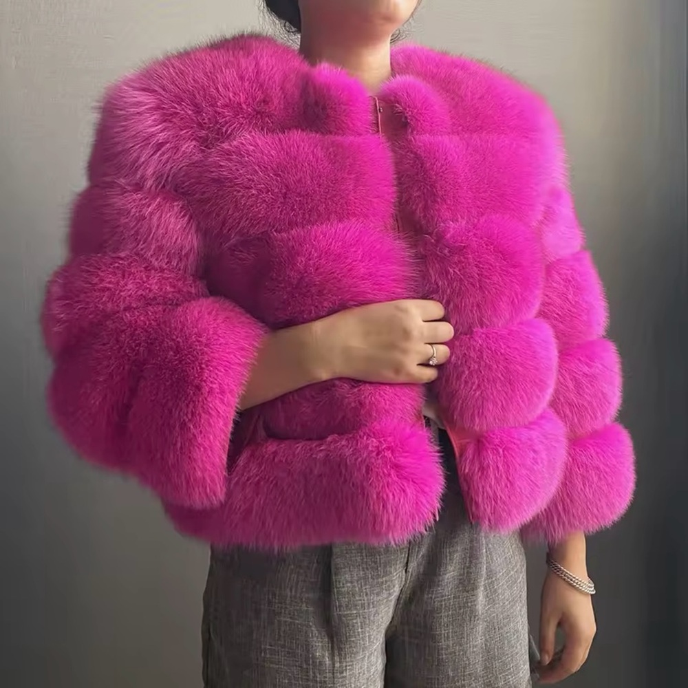 Real fox fur Pink coat